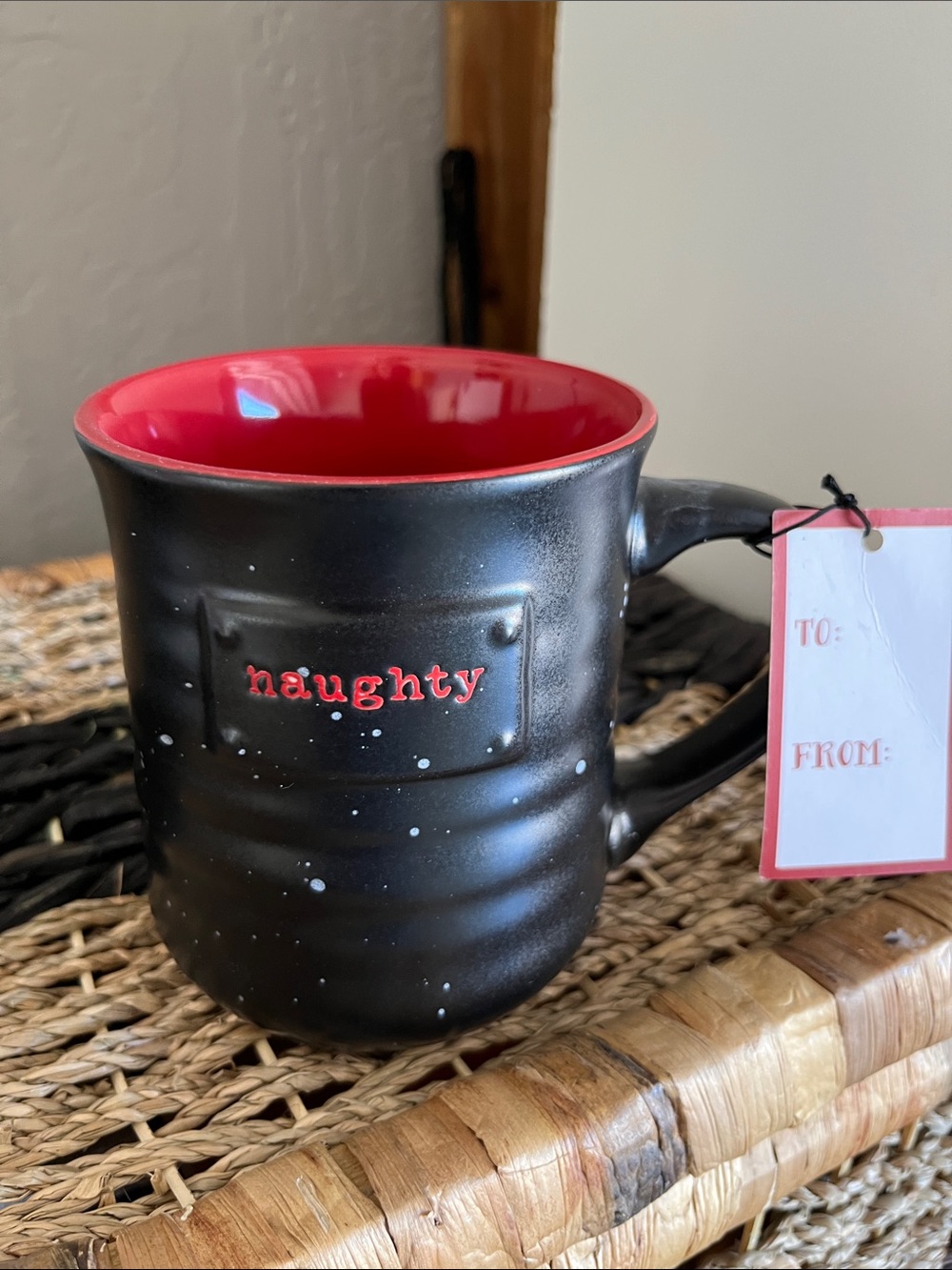 Naughty Black and Red Ceramic Mug - Festive Holiday Gift